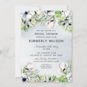 White Anemone Spring Bridal Shower Invitations (Front)