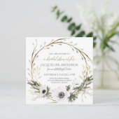 White Anemone Twig Fern Eucalyptus Bridal Shower Invitation (Standing Front)