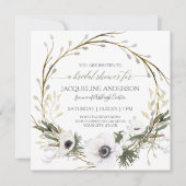 White Anemone Twig Fern Eucalyptus Bridal Shower Invitation (Front)