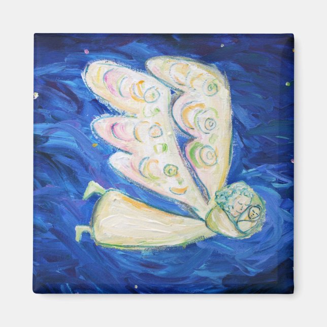 White Angel and Sleeping Baby Magnets (Front)