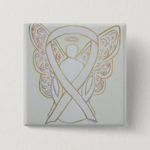 White Angel Awareness Ribbon Custom Art Pins