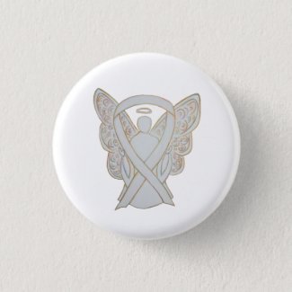 White Child Adoption Guardian Angel Awareness Ribbon Custom Art Pins or Buttons