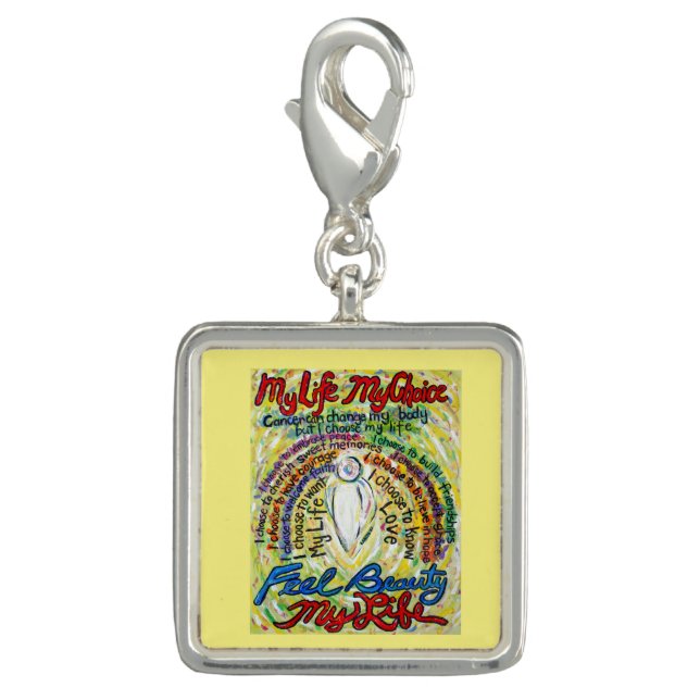 White Angel Cancer Poem Art Pendant Jewelry Charm (Front)
