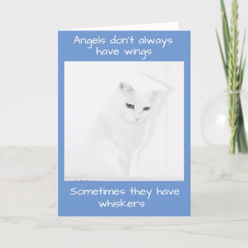 White Angel Cat Offers Sympathy Card