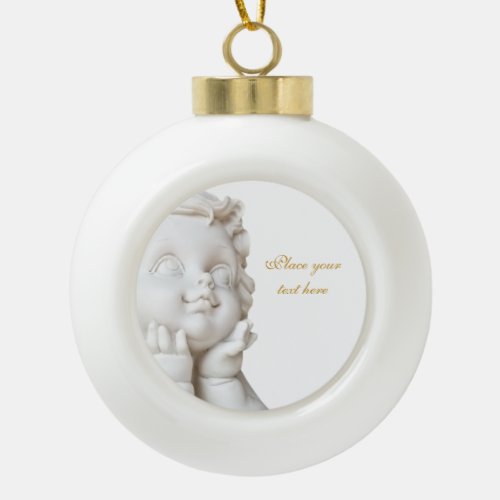 White Angel Ceramic Ball Christmas Ornament