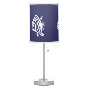White Angel fish on blue background Table Lamp