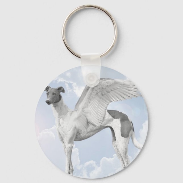 White Angel Greyhound Keychain (Front)
