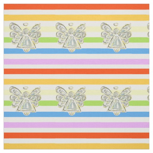 White Angel Rainbow Stripe Fabric Art Material