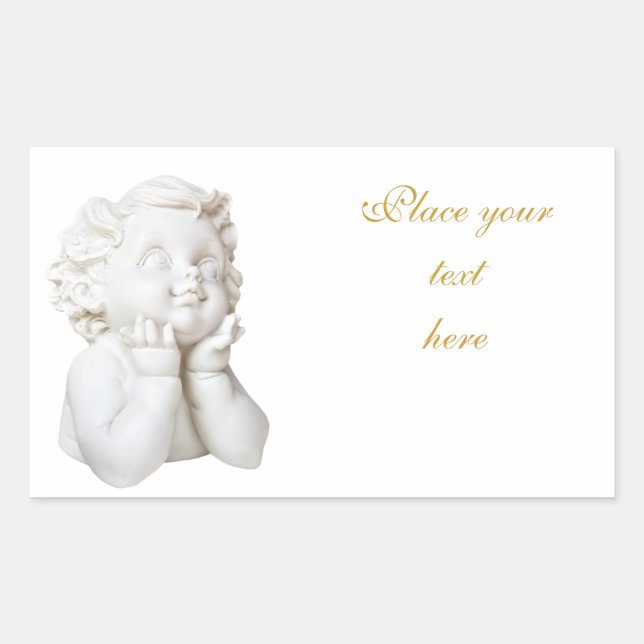 White Angel Rectangular Sticker (Front)