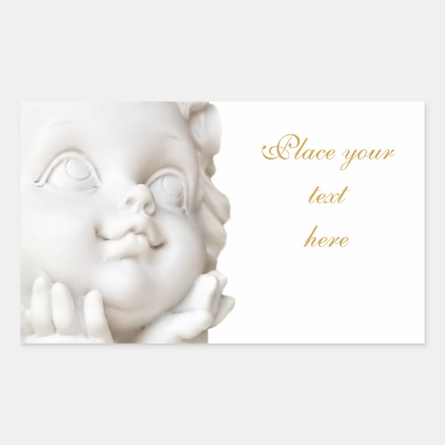 White Angel Rectangular Sticker (Front)
