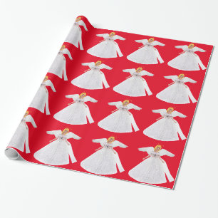 White Angel Red Wrapping Paper