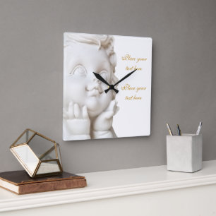 White Angel Square Wall Clock