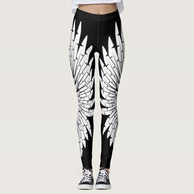 White Angel Wings Leggings. Leggings (Front)