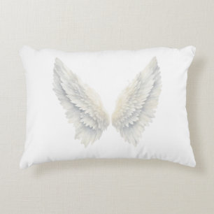 White Angel Wings Throw Pillow   Elegant Heavenly 