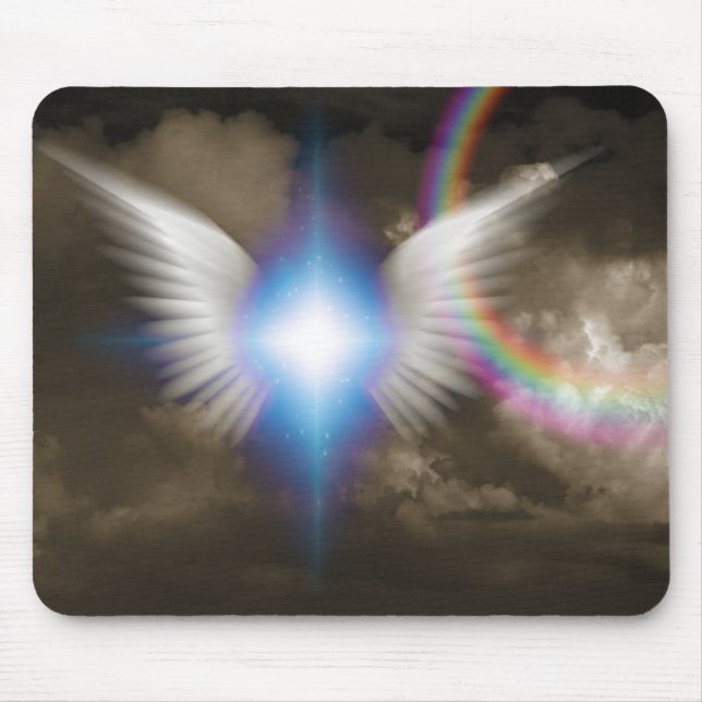 White angels wings mouse pad (Front)