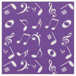 White Angled Music Notes Pattern on Purple Fabric