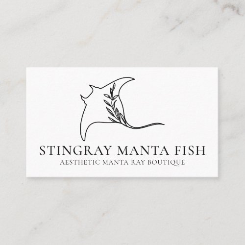 White Animal Fish manta ray stingray Business Card