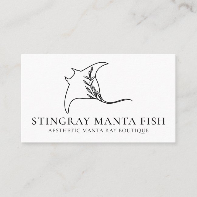 White Animal Fish manta ray stingray Business Card