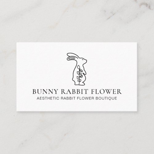 White Animal Flower Rabbit Bunny Business Card