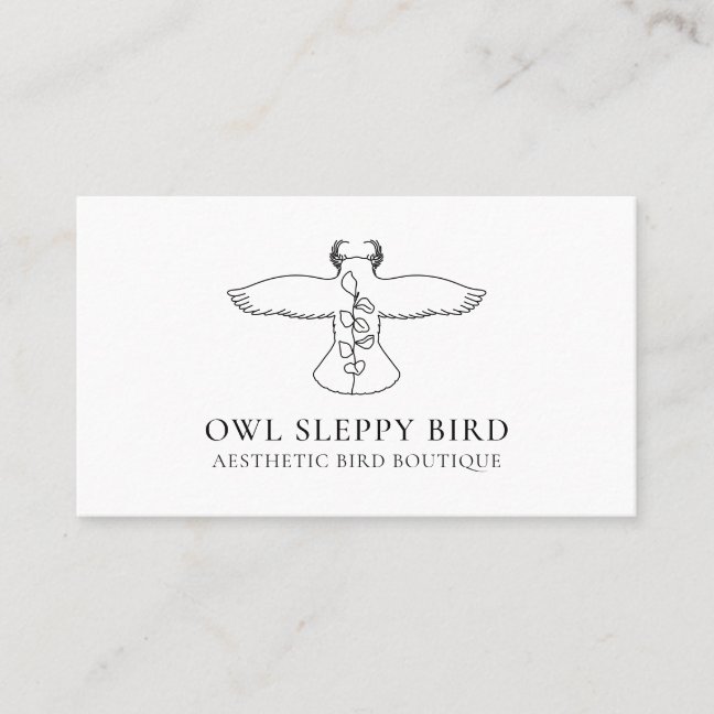 White Animal Flower Wild Bird Owl Business Card