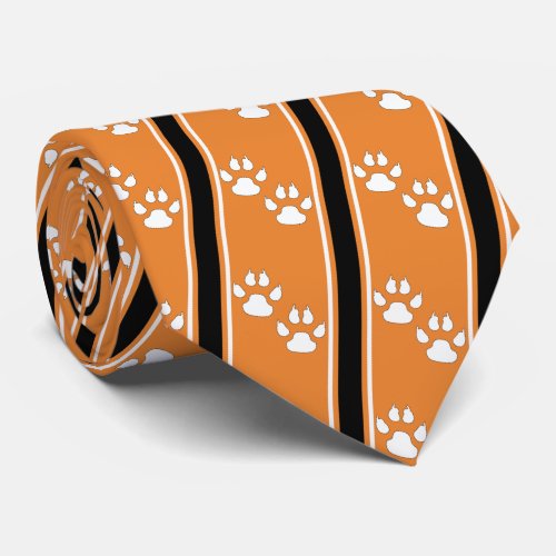 White Animal Paw Claw Prints Team Sports Necktie