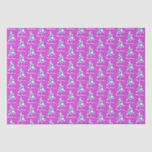 White Animal Paw Pink and Blue Christmas Tree Pink Tissue Paper