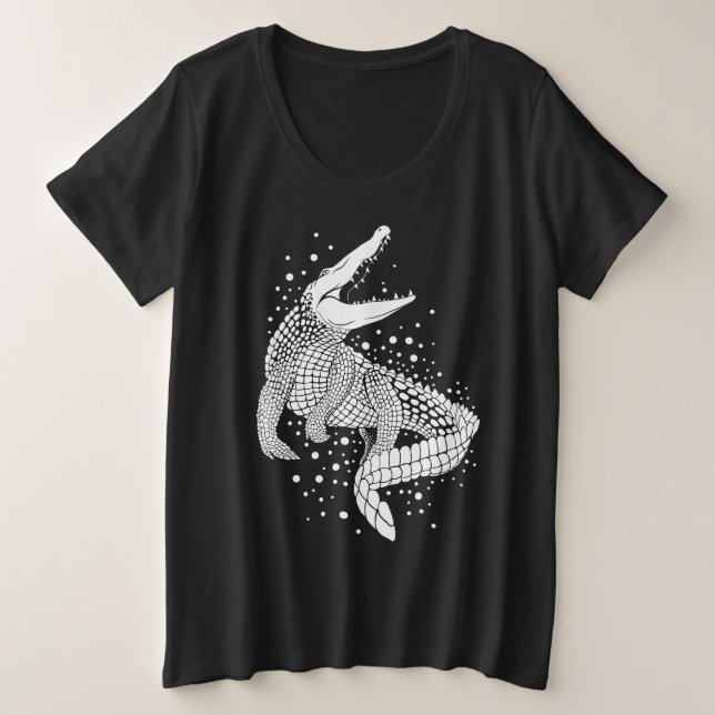 White Animal Silhouette - Crocodile Plus Size T-Shirt (Design Front)