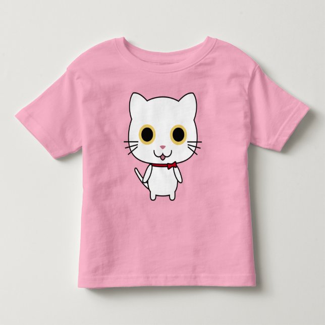 White Anthropomorphic Cat Cartoon-47668 Toddler T-shirt (Front)