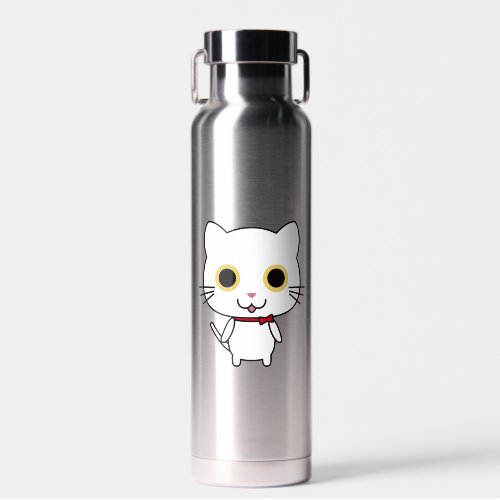 White Anthropomorphic Cat Clipart Water Bottle