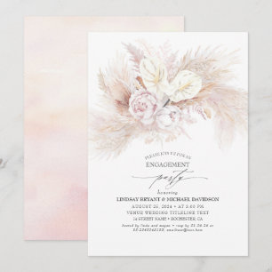 White Anthurium and Pampas Grass Engagement Party Invitation