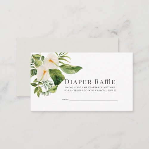 White Anthurium Floral Diaper Raffle Ticket Enclosure Card