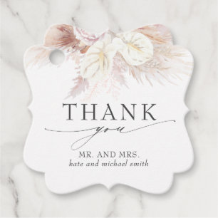 White Anthurium Flowers Wedding Thank You Favor Tags