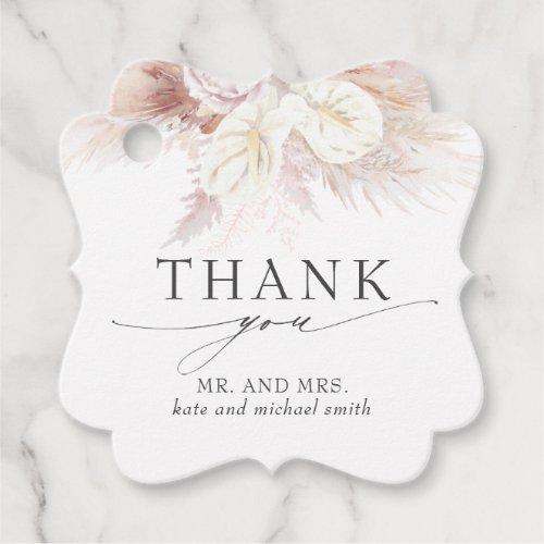 White Anthurium Flowers Wedding Thank You Favor Tags