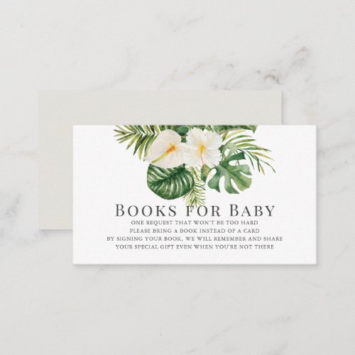 White Anthurium  Hibiscus Floral Books for Baby Enclosure Card