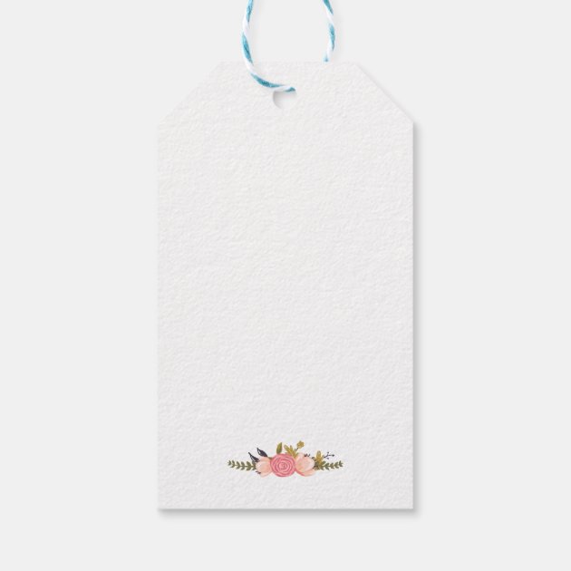 White Antler Rustic Floral Wedding Thank You Gift Tags