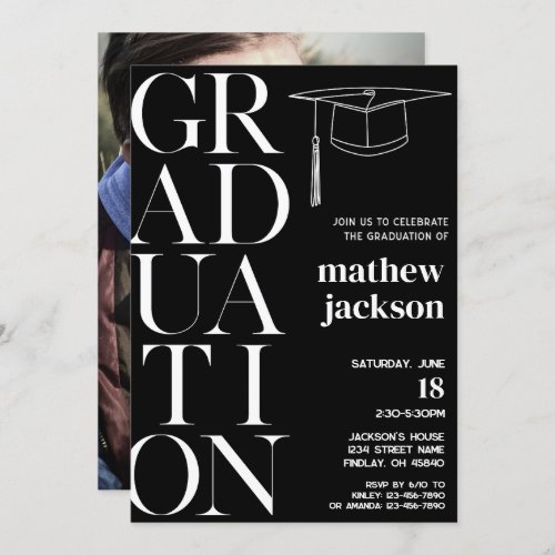 White Any Color Background 24 Graduation Party Invitation