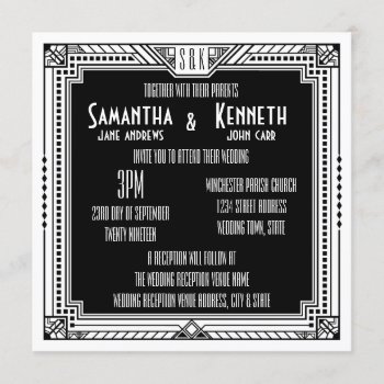 White & Any Color Great Gatsby Art Deco Wedding Invitation by Truly_Uniquely at Zazzle
