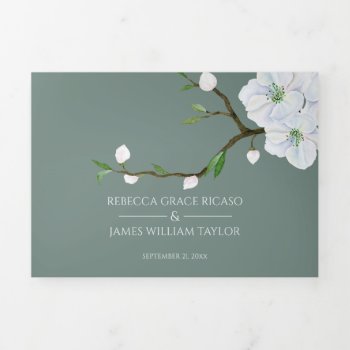 White Apple Blossom All In One Wedding Invitation by Ricaso_Wedding at Zazzle