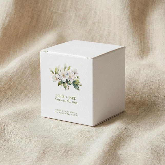 White apple blossom flower favor boxes (White apple blossom flower favor favor boxes.)