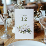 White apple blossom flower Table Number table sign<br><div class="desc">Guide your guests with elegance and charm using this White Apple Blossom Flower Table Number Sign, designed with romantic, easy-to-read vibrant styling. Featuring a graceful pretty white apple blossom flower design surrounded by soft flowers and leaves, this sign blends beauty with functionality for a polished look. Perfect for seating chart...</div>