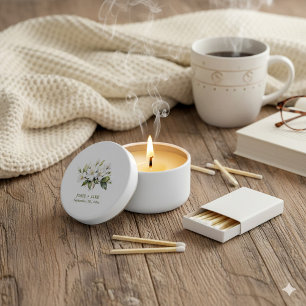 White apple blossom flower wedding mini candle favors