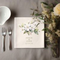 White apple blossom flower wedding napkin