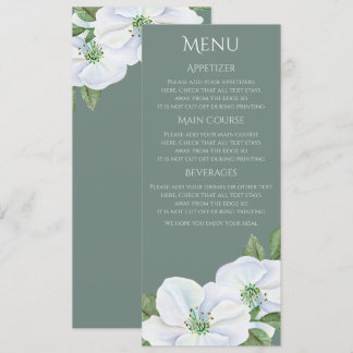 White Apple Blossom Menu Wedding Invitation