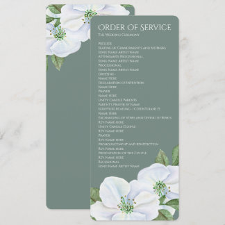 White Apple Blossom Order of Service Wedding Invitation