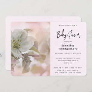 White Apple Blossom Photograph Baby Shower Invitation
