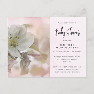 White Apple Blossom Photograph Baby Shower Invitation Postcard