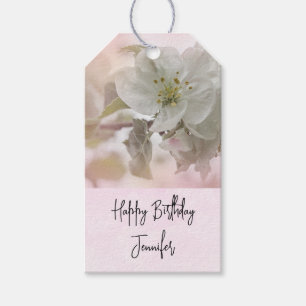White Apple Blossom Photograph Birthday Gift Tags