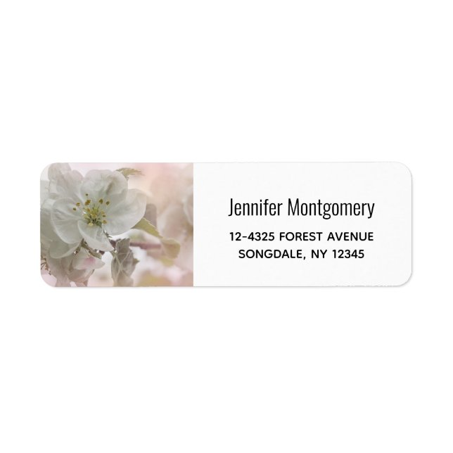  White Apple Blossom Photograph Label (Front)