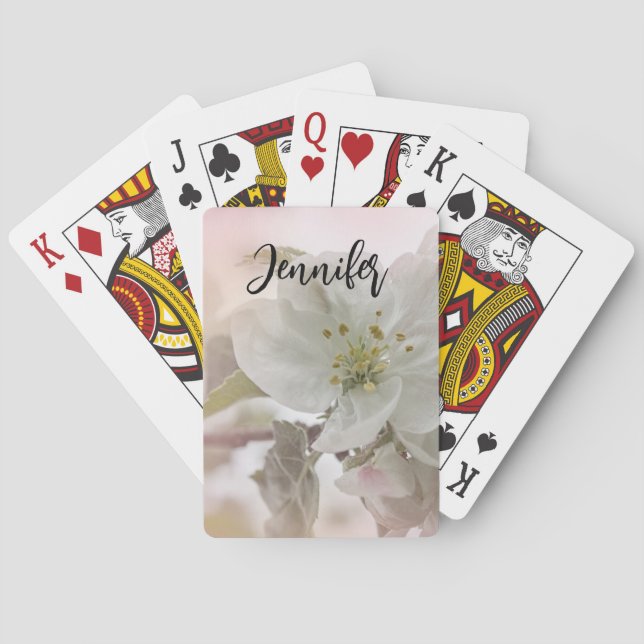White Apple Blossom Photograph Poker Cards (Back)