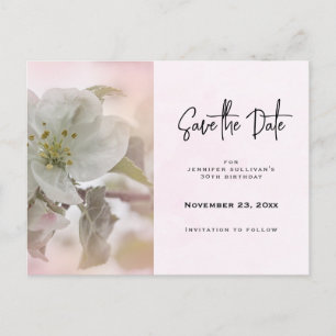  White Apple Blossom Photograph Save the Date Invitation Postcard